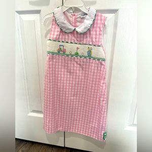 Girls Tennis Smocked Pink & White Gingham Dress